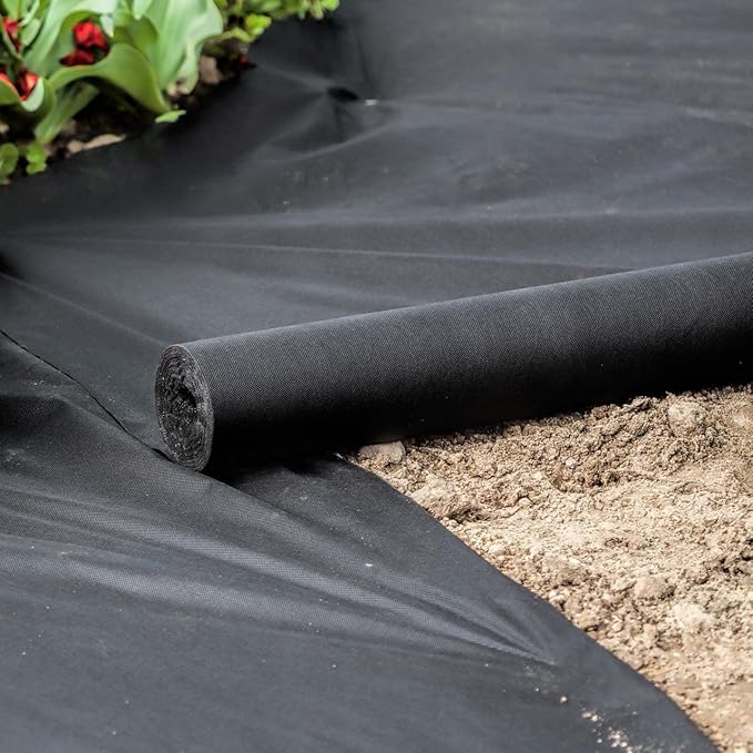 Harrier Weed Control Fabric Membrane - 50gsm/100gsm - Heavy Duty (6.5ft x 82ft Non-Woven (50gsm) with Pegs)
