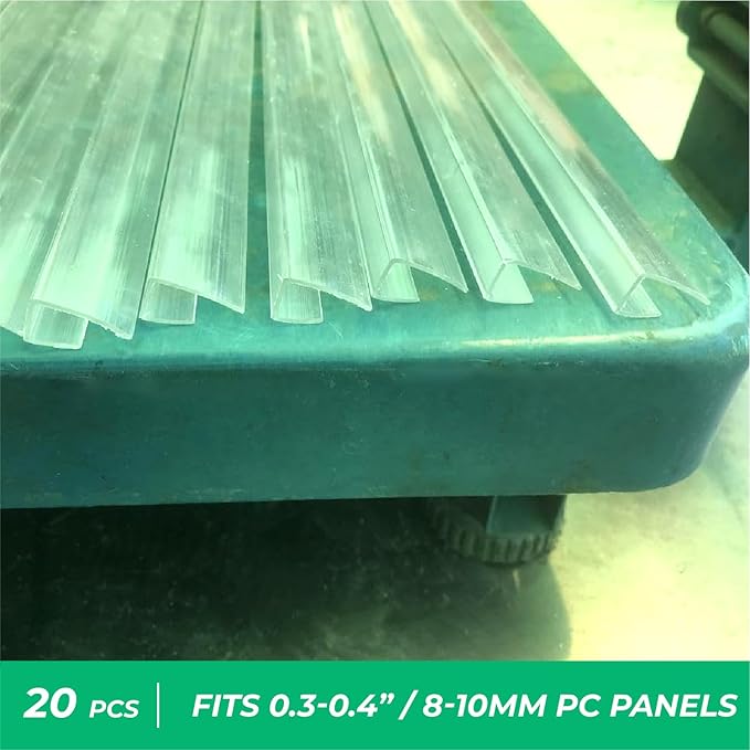 Polycarbonate Greenhouse Panels U Connector Profile - 20 Pieces 2ft Length Prevent Dust Rain &amp Moisture from Getting into Twin-Wall Greenhouse Panels Fit 10mm or 8mm Panels (U Connectors 10mm-