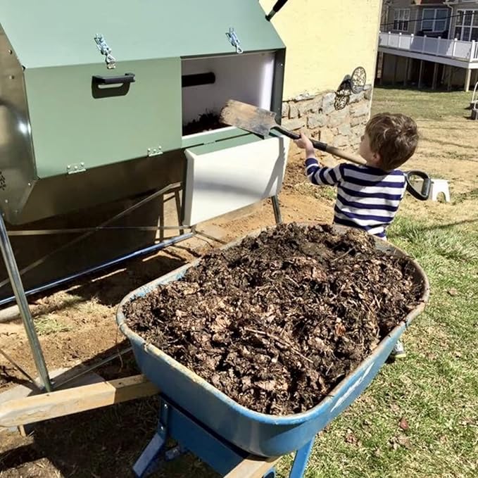 Jora Outdoor Compost Tumbler - Dual Chambers Dual Doors &amp Galvanized Steel Construction - 33 Gallon Capacity - Rotating Heat Generating Insulated Compost Bin