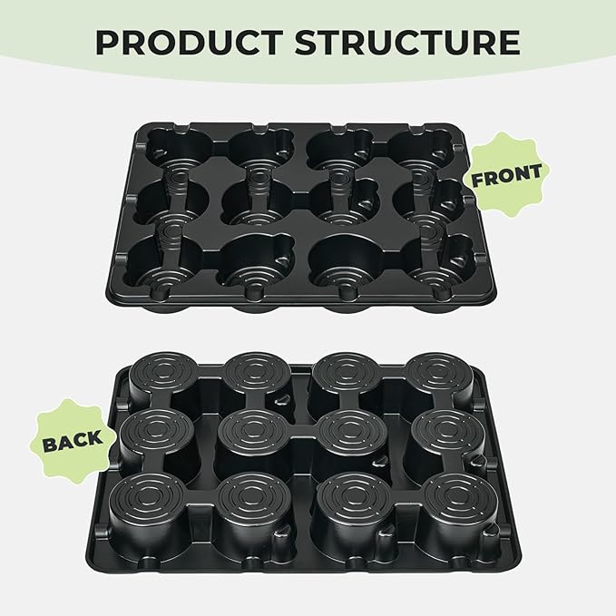 homenote 4 Inch Seed Starting Trays 5 Pack 12-Cell Seedling Starter Trays for Indoor Outdoor Growing Plant Starter Germination Trays for Pots Seedlings Compatible with 4 Nursery Pots