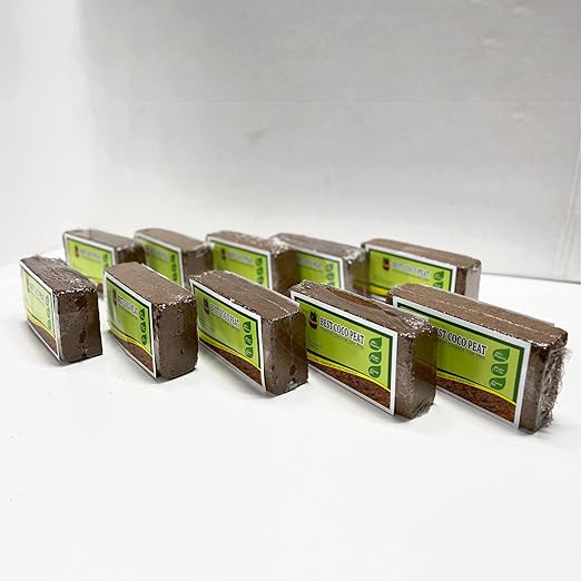 Best Coco Peat - Premium Coconut Coir Pith 10 Brick Pack 650gm/1.4 Lbs Block | 100% Organic | Expands Approx 2.3 Gallon | Lowest EC and Ph Balance