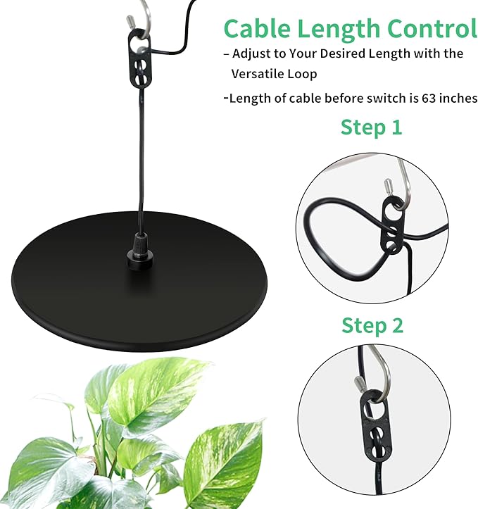 chiphy Hanging Grow Lights for Indoor Plants 40W Full Spectrum with 3/9/12 Hours Timer Pendant Plant Lights for Indoor Growing Large Tall Plant Garden Flowers Greenhouse16.7FT Power Cord