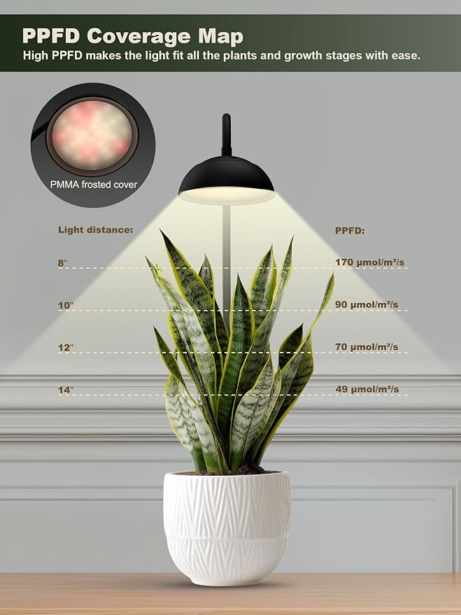 GLOWRIUM Smart Grow Lights for Indoor Plants10W Full Spectrum Plant Lights with Bluetooth App Control 360° Flexible Gooseneck Grow Lamp Auto Timer 3/9/12Hrs 10 Brightness for Small Plants Black