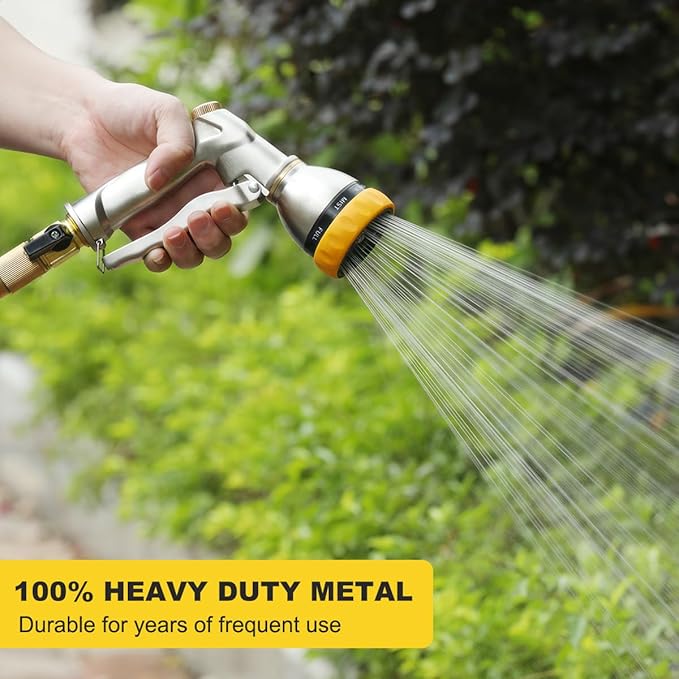 FANHAO Garden Hose Nozzle Sprayer 100% Heavy Duty Metal Water Hose Sprayer with 7 Spray Patterns High Pressure Spray Nozzle for Watering Plants &amp Lawns Washing Cars &amp Pets