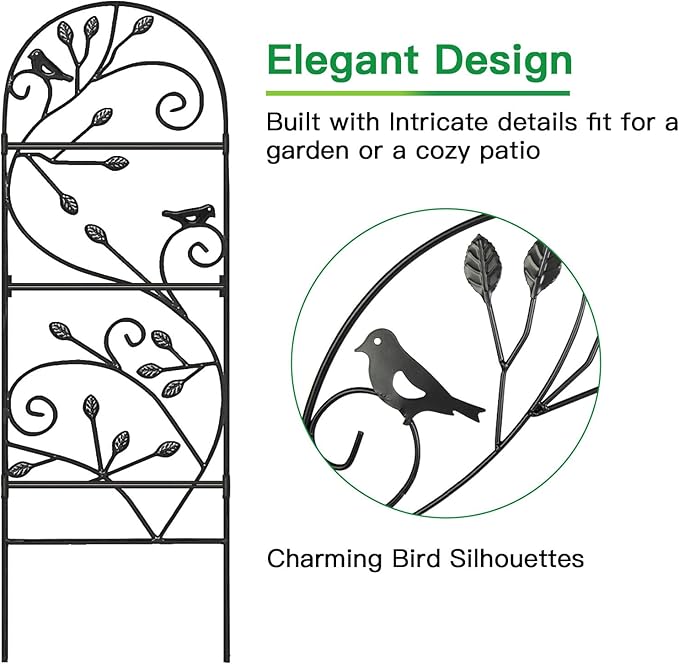 Amagabeli 4 Pack Garden Trellis for Climbing Plants Outdoor 46 x 15 Rose Wrought Iron Trellis for Vine Vegetable Flower Ivy Cucumber Decorative Trellis Black