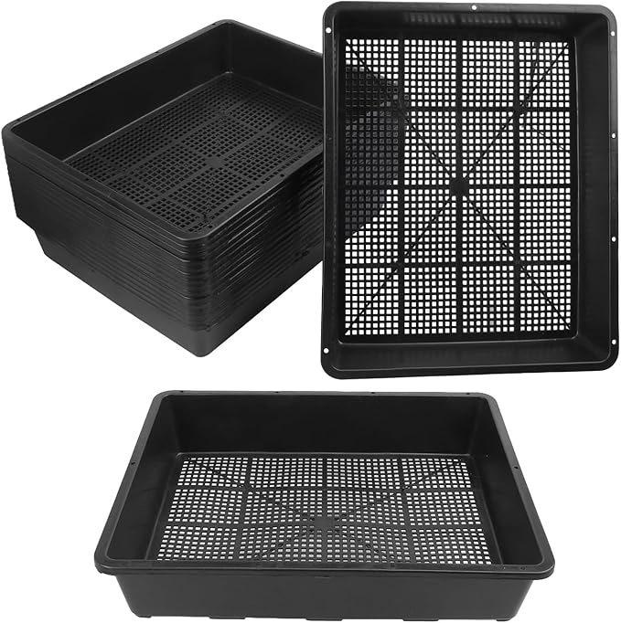 16 Pack Seed Starter Trays 15 x 12 inches Microgreens Growing Trays with Mesh Bottom for Germination Hydroponic &amp Sprouting Plant Trays for Garden Wheatgrass