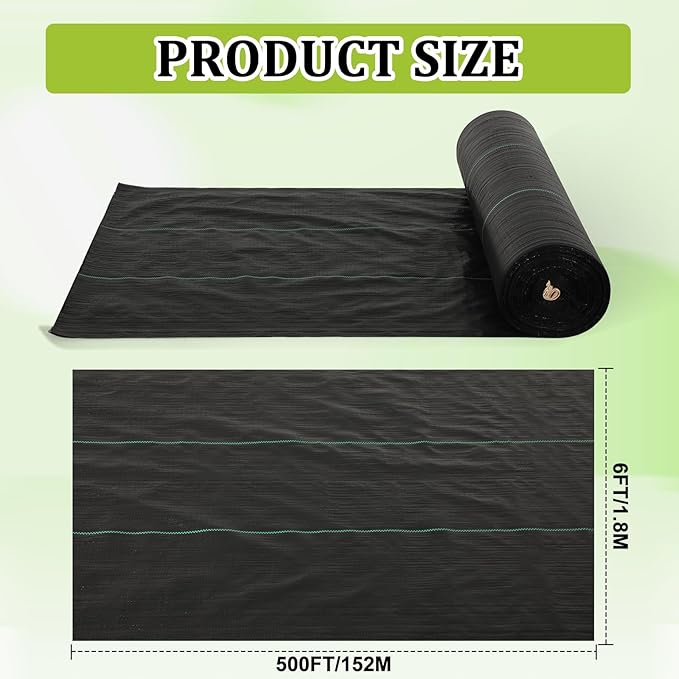 6x500ft Weed Barrier Fabric Heavy Duty 3.2oz Weed Barrier Fabric Easy Setup Woven Landscaping Block Cover Mat for Outdoor Patio Lawn