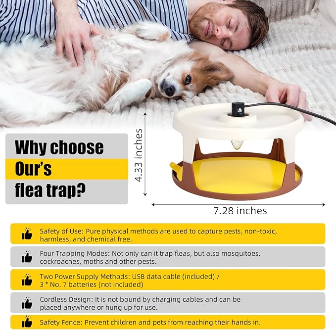 4 Pack Flea Traps for Inside Your Home Flea Light Trap for Indoor Flying Insect Control Trapper with 12 Bulbs 12 Sticky Pads Refills Bed Bug Trap for House Indoor