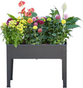 Raised Garden Bed Elevated Planter Black Metal Plant Box with Legs Standing Garden Stand Drainage Holes Black(24 L x 11 W x 18 H)