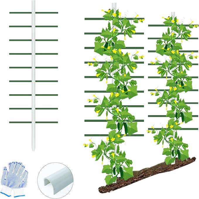 Agfabric 7ft Garden Trellis for Climbing Plants Outdoor U Tower Trellis with 9 Arms (each 2ft) Fiberglass Plant Support Trellis for Fruits Tomatoes Cucumber Plants U Cross-section (7ft*2ft1pack)
