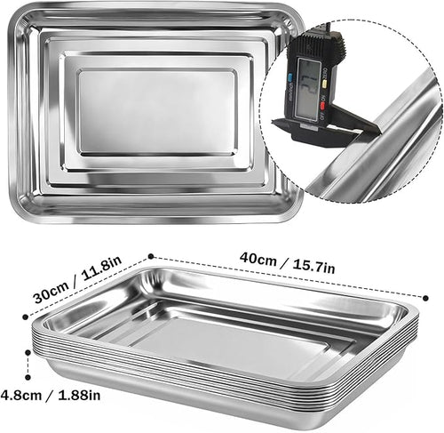 10-Pack 16 Inch Stainless Steel Growing Trays Heavy-Duty Metal Sprouting Tray for Plants Stainless Steel Plant Germination Trays for Hydroponics Transplanting (Silver)