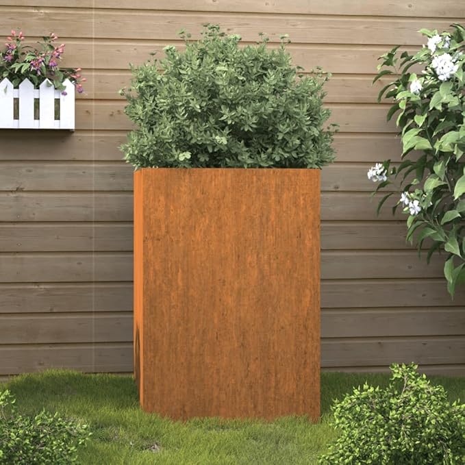 Raised Garden Bed Corten Steel Planter Box 20.5 x 18.9 x 29.5 Rusty Color Elevated Garden Bed for Outdoor Use Durable Easy Assembly and Decorative Flower Boxes Outdoor