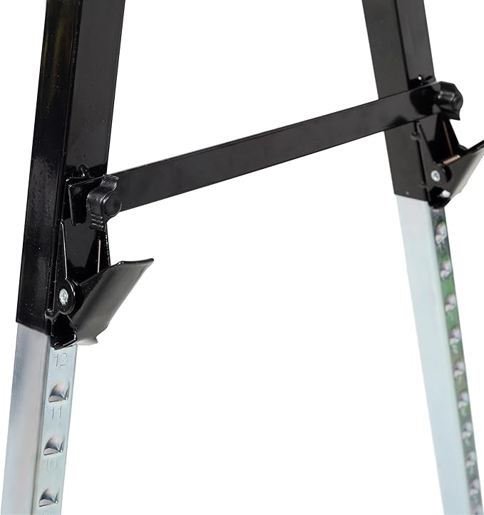 2-Pack Heavy Duty Folding Saw Horses Adjustable Work Stand with 12 Height Settings &amp 660lbs Capacity Fully Assembled Steel Frame for Workshop Garage Construction and DIY Projects