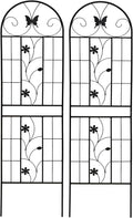 2 Pack Rustproof Metal Trellis for Climbing Plants 71x19.7 Outdoor Garden Support for Vines/Roses/Vegetables French Country Iron Plant Stand for Patio/Wedding Decor (Black 5)