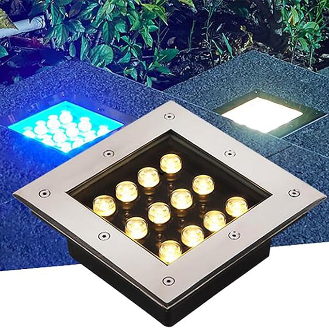 Outdoor Buried Lights - Ground LED Landscape Lamp Square Embedded LED Spotlight IP67 Waterproof Ground Lights for Terrace Courtyard Paths Sidewalks IlluminaGreen-36w