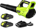 Leaf Blower Cordless Leaf Blower with Battery and Charger - 2 Speed Modes 2 Batteries 20V Powerful Lightweight Electric Blowers for Blowing Leaves Lawn Care Patio Cleaning and Dust Green
