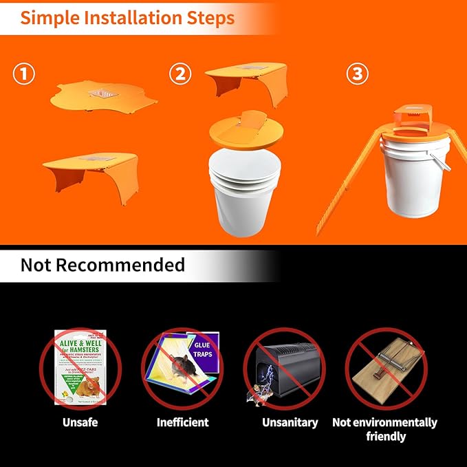 Mouse Traps Indoor for Home: GISUNG 4 Pack Mouse Trap Bucket Lid with Upgraded Clear Box Automatic Reset &amp 2 Entrances Humane Reusable Rat Trap for Indoor &amp Outdoor Use 5-Gallon Bucket Comp