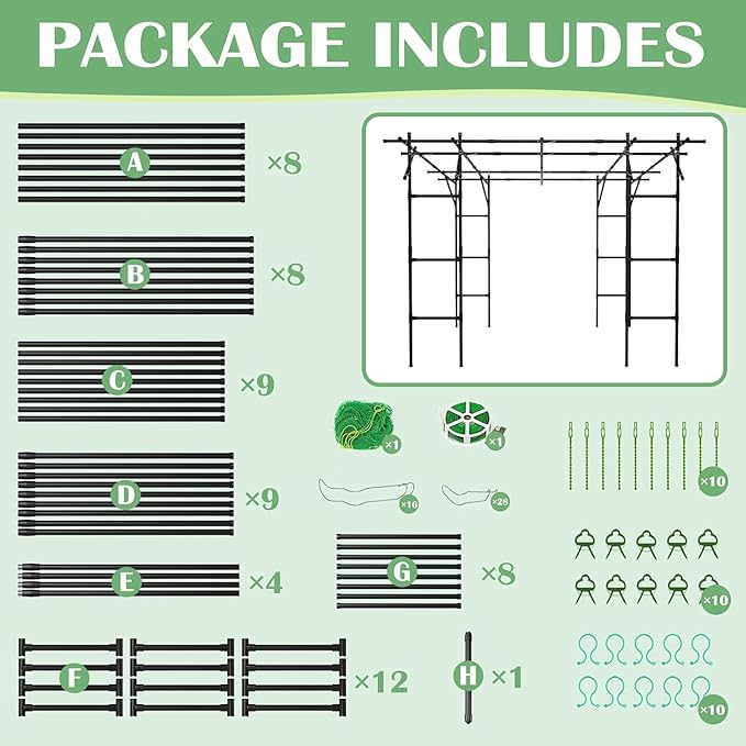 DoCred Large Garden Arch Trellis for Climbing Plants 87 H x 118 L x 79 W Large Grape Vine Trellises Arch Arbor Gazebo Grape Trellis for Outdoor Courtyard and Garden Decoration Black