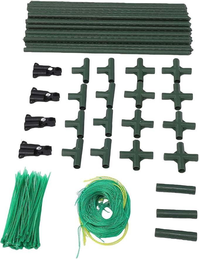 Fabater Cucumber Trellis Plastic Coated Steel Wind Proof 11mm Inner Pipe A Frame Adjustable Angle Garden Trellis Vegetable with Nylon Net for Climbing Plants in