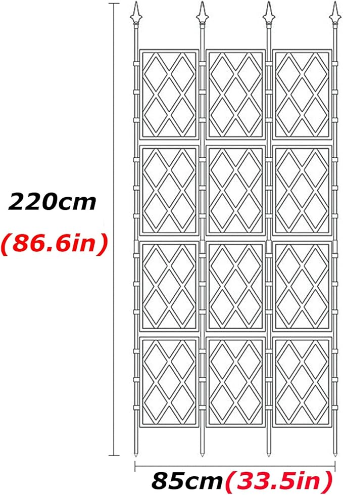 Outdoor Garden Trellis with PE Coated Steel Pipe Metal Plant Trellis Fence for Potted Plants Climbing Plants for Outdoor Patio Lawn Yard Backyard Wall Decoration(85x220cm)