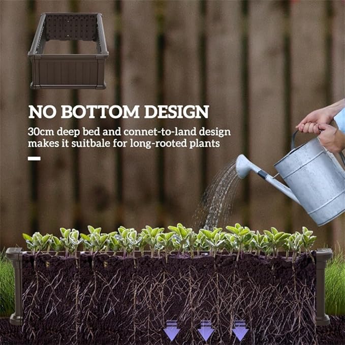 Raised Garden Bed Outdoor Brown HDPE Raised Large Planter Raised Beds for Vegetables Flowers &amp Herbs