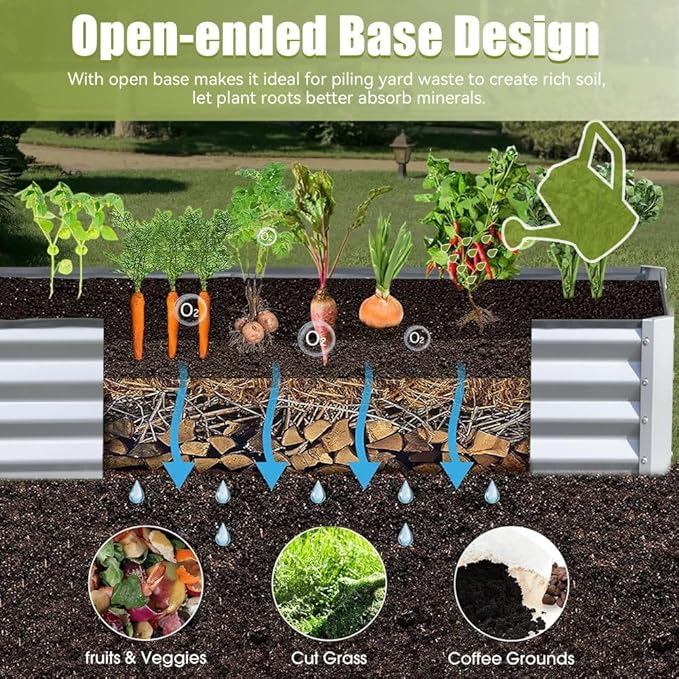 Heavy-Duty Galvanized Steel Raised Garden Bed for Outdoor Vegetable Fruit and Flower Planting – Rust-Resistant Metal Planter Box (6x3x1ft (Silver))