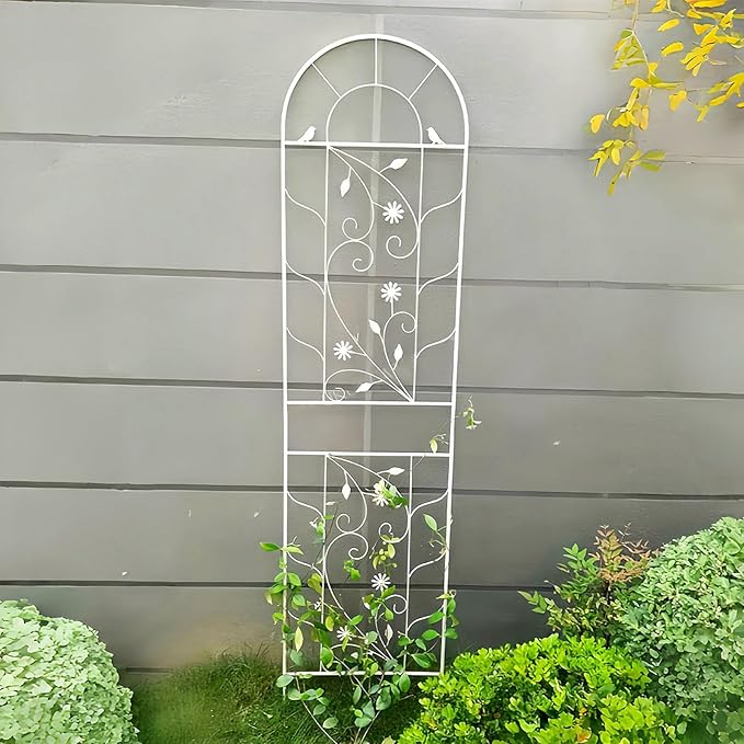 2 Pcs Metal Garden Trellis 20x83 Inch Tall Trellis for Climbing Plants Outdoor Grape Cucumber Trellis Decorative Flower Climbing Fences for Patio Lawn (White)