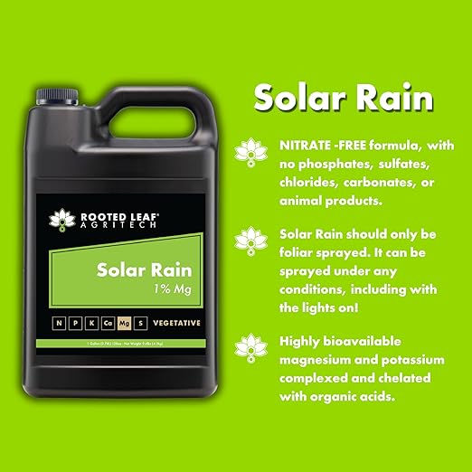 Solar Rain - Carbon Based Magnesium Foliar Spray Concentrate Nutrients That are 100% Bioavailable for Garden Vegetables Grass Cactus Lawns Potted Trees Bamboo - 2.5 Gallon