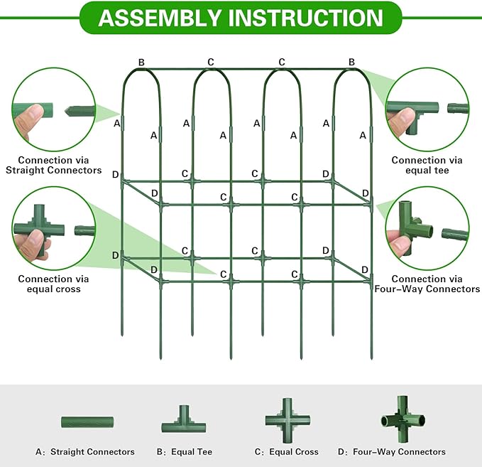 62in Tall Cucumber Trellis for Raised Bed 51 L x 62 H Metal Garden Trellis for Climbing Plants Outdoor U-Shape Vegetables Trellis Support for Squash Zucchini Peas Grape
