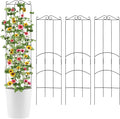 4 Pack 32'' Plant Trellis Indoor - Metal Trellis for Climbing Plants Indoor Garden Trellis for Climbing Plants Outdoor Houseplants Flowers Vine Ivy Rectangular Shape Black