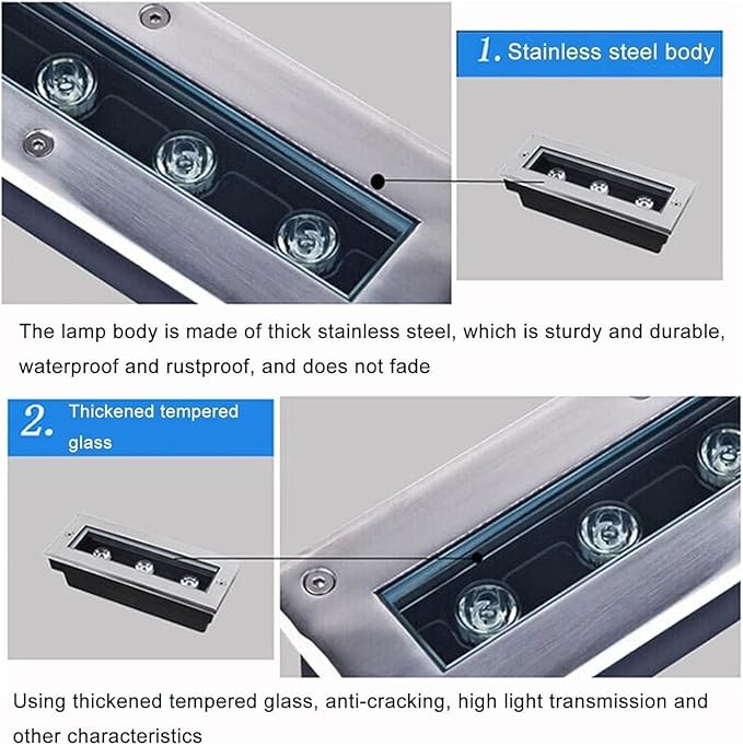 Ground LED Landscape Lights Recessed Outdoor Buried Lamp AC85-265V Low Voltage Garden Floor Light IP65 Waterproof Rectangle Downlight(Blue5w)