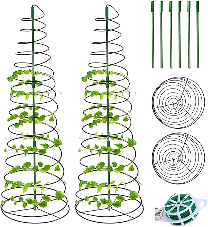2 Sets Spiral Plant Support Stakes Indoor Outdoor Adjustable Metal Garden Trellis for Climbing Plants Support for Potted Vegetables Flowers Peas