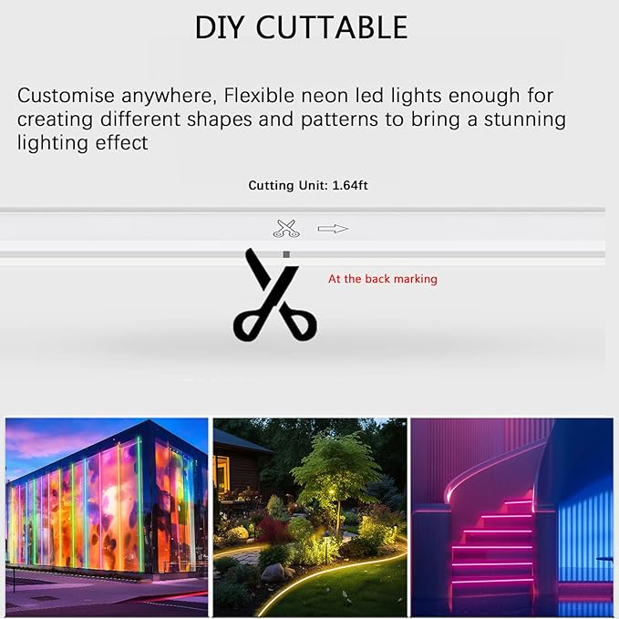32.8ft RGB Neon Rope Light with Remote - Dimmable Waterproof LED Strip Lights for Indoor &amp Outdoor Premium Expandable Lighting to Create Vibrant Atmosphere in Bedroom KTV Bar Decor - ETL Certif