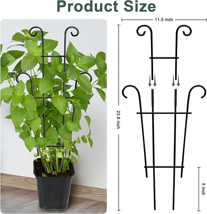 Coomin 23in Taller Plant Trellis for Climbing Plants Indoor Sturdy Houseplant Trellis for Potted Plants with Ties Vine Plant Support for Monstera Pothos Ivy Plant Decor 4P