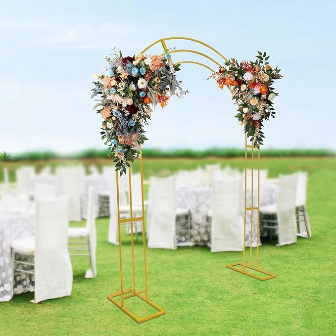 Metal Wedding Garden Arch Trellis: 8.53Ft Heavy Duty Backdrop Balloon Archway Decoration Stand with Sturdy Base Garden Arbor for Climbing Plant Outdoor &amp Indoor Party Ceremony Arches