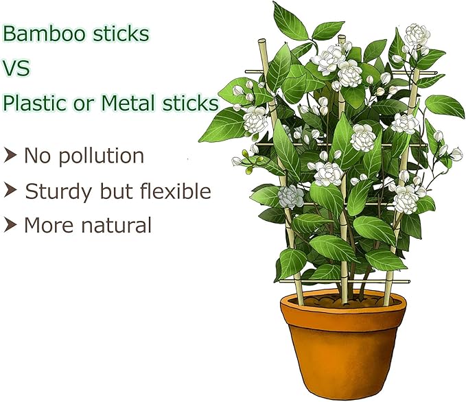 24 Inch Trellis for Potted Plants 3 Pack Bamboo Trellis Indoor Natural Garden Trellis for Climbing Plant Monstera Hoya Vegetables and Fruits