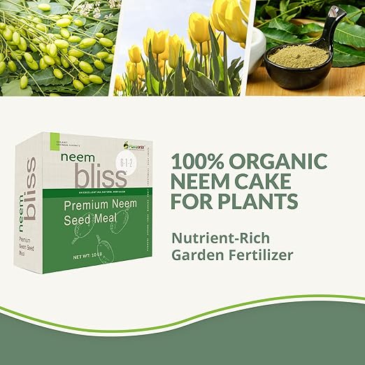 Neem Bliss (40lbs) - Organic Neem Cake for Plants - OMRI-Listed Fertilizer for Plants Vegetables Lawns &amp Gardening - 100% Natural &amp Renewable Garden Fertilizer Rich in Vitamins and Nutrient