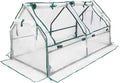 Garden Elements Indoor/Outdoor Metal Frame Plastic Covered Cloche Angled Tunnel Greenhouse with Mesh Vents White Mini 47”