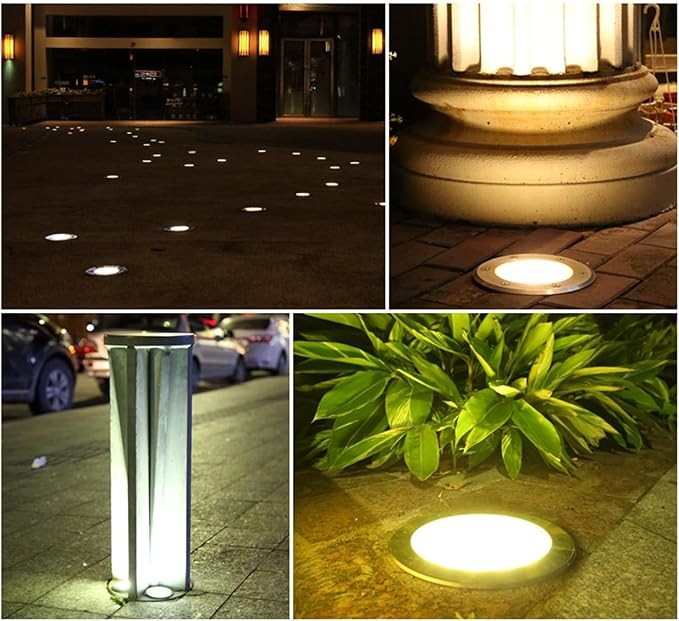 LED Underground Light Outdoor Buried Lights IP66 Waterproof Underground Lights AC85-265V Spotlight for Garden Patio Step Path Driveway Round Landscape Lamp