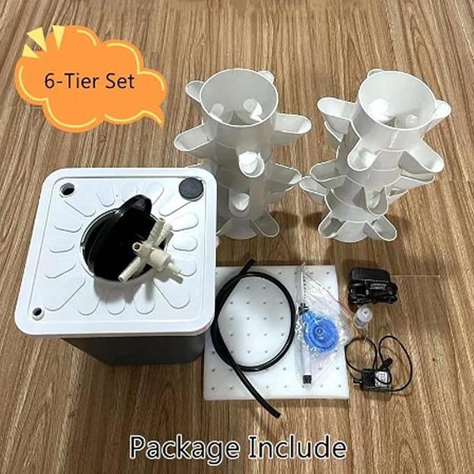 Garden Tower Hydroponics Growing System 30-Plant Sites Vertical Garden Planter Outdoor Indoor Plant Growing kit with Pump Adapter Net Pots for Fruits Vegetables and Herbs (Grey)