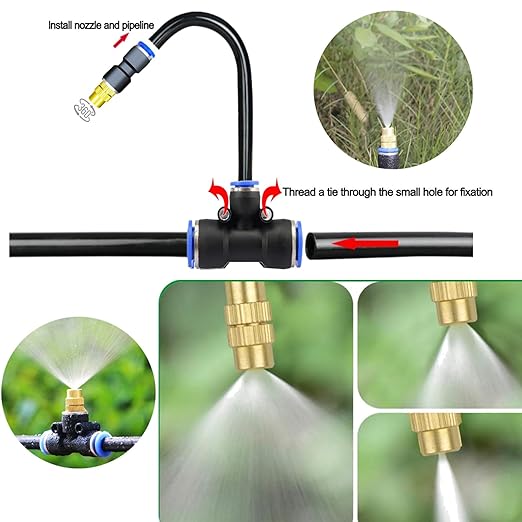 Update 82Ft Irrigation Copper Nozzle System Automatic Irrigation System with Replaceable 360°Bendable Sprayeratomizing Copper Nozzle for Watering System for Garden Plant Lawn Patio and Yard. (20)