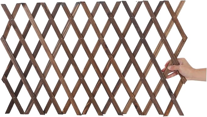 TOYANDONA Expandable Wooden Garden Trellis for Climbing Plants 55x12.3 Natural Cedar Fence Panel Outdoor Privacy Screen for Patio and Balcony Decor
