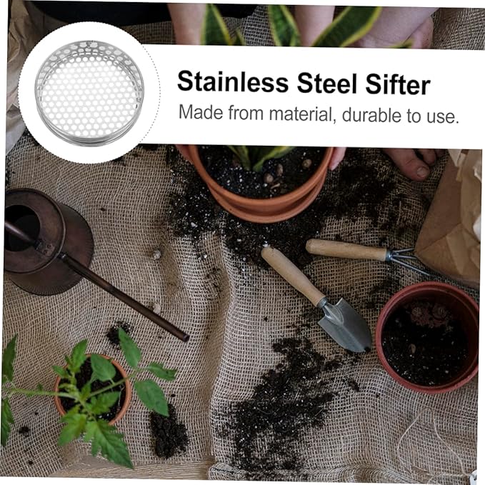 2pcs Garden Sifting Tool Stainless Steel Soil Sieve Manual Soil Sieve for Gardening