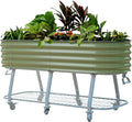 Vego garden 2 x 6 ft Raised Garden Bed with Legs and Wicking Cell System - Perfect for Gardening Vegetables Herbs and Flowers on The Patio - Outdoor &amp Indoor Elevated Planter Box - Olive Green