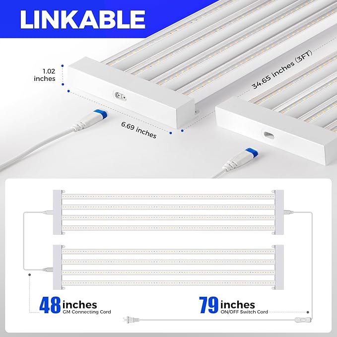 Barrina TX-L63 3FT Grow Lights for Indoor Plant 252W (4 x 63W) 4 LED Panels Wider Coverage Full Spectrum High PPFD Mechanical Timer Linkable Hanging Plant Light for Indoor Seeding 4 Packs