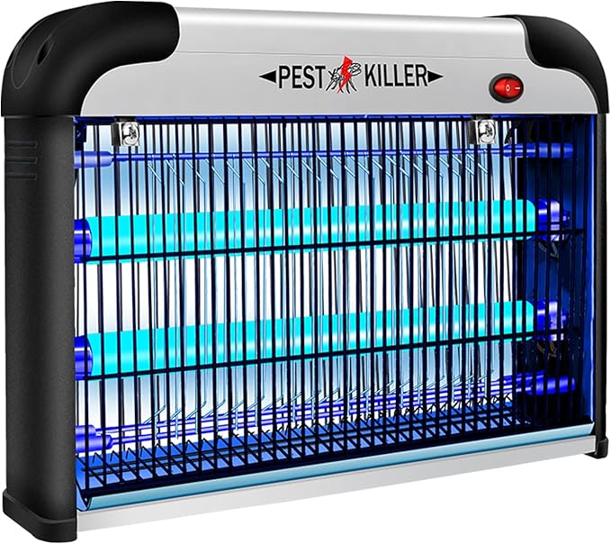 Indoor Electric Bug Zapper 2800V Powerful Flying Insect Mosquito Killer w/ 20W Blue Light Attract Plug-in Pest Control Machine for Moth Fruit Fly Fungus Gnat Garage Bug Catcher/Eliminator/Trap