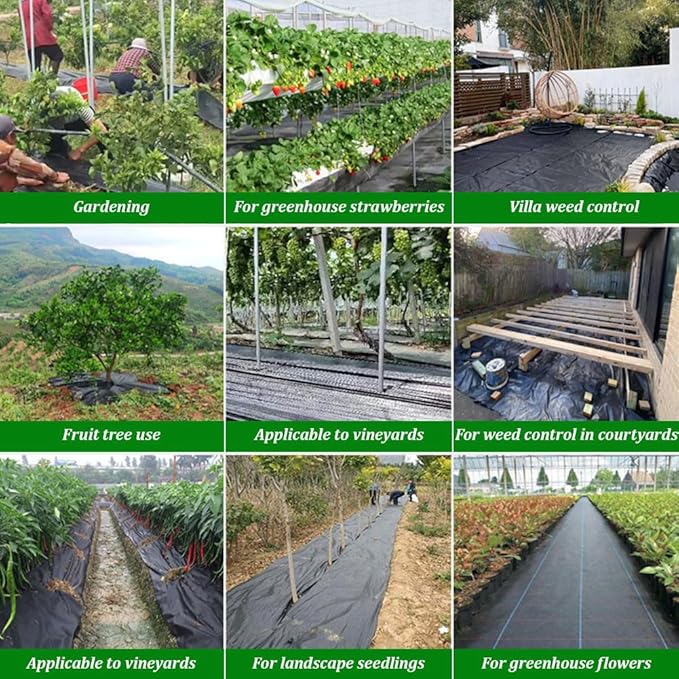 4x250ft Garden Weed Barrier Landscape Fabric 3.5oz Woven Weed Control Fabric Weed Block Gardening Mat Driveway Fabric Landscaping Fabric Ground Cover Black