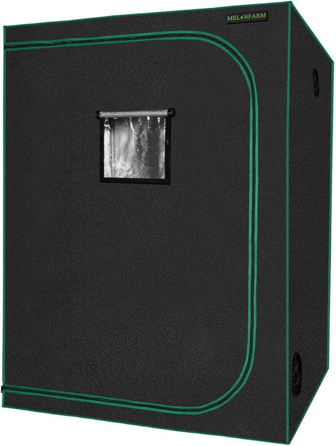 MELONFARM 57x57x80'' Grow Tent High Reflective 600D Diamond Mylar Canvas with Observation Window and Floor Tray for Hydroponic Indoor Plant Growing