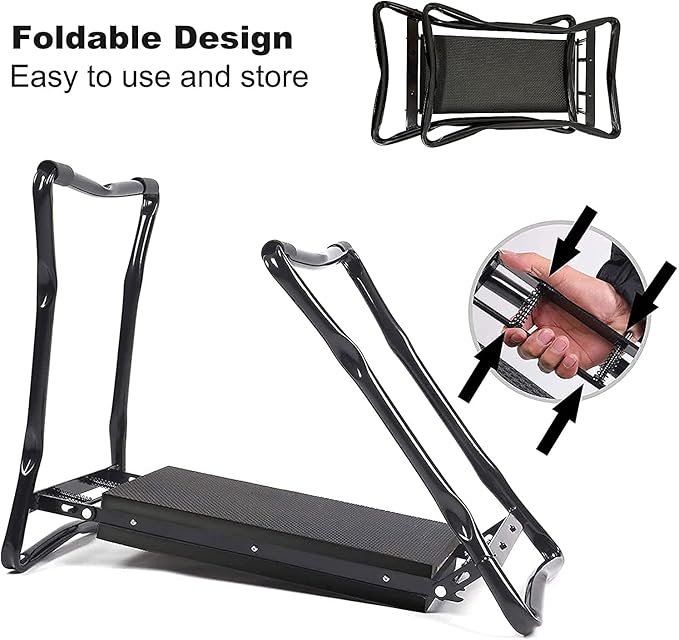 Folding Kneeler Garden Kneeler Garden Kneeler seat with Handles|2 in 1 Foldable Garden Stools with Tool Pouches|Suitable for Outdoor Work and Gardening (Color : Red) (Black)