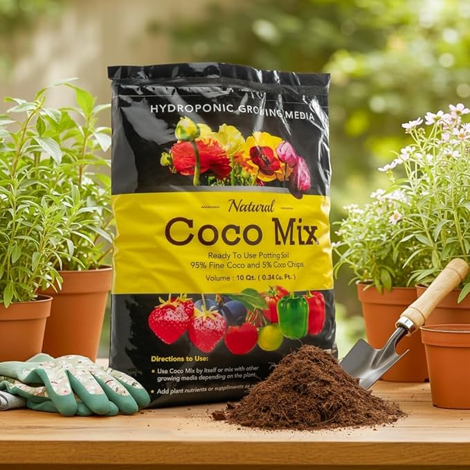 Potting Soil Mix 4-Pack - 10 Quarts Envelor Indoor Plants Soil for Outdoor Plants 0.34 Cubic Feet Potting Mix Hydrated Coco Coir Mix for Plants Ready to Use Natural Plant Top Soil